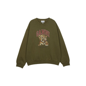 Ganni Women's Crewneck Sweatshirt Tiger Military Olive A1060079-838 156825346 [P]