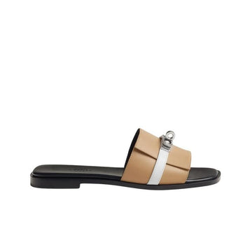 HERMES Sandalen mit Kelly-Schnalle aus Wildleder Ziegenleder Beige H231056ZBA365 160107610 [P]