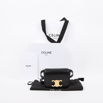 CELINE ミニクロードシャイニーカーフスキンブラック 159760359 [P]
