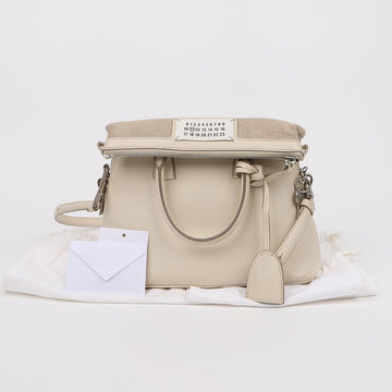Maison Margiela 5AC Small Leather Tote Shoulder Bag Cream 159761377 [P]