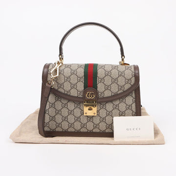 GUCCI Ophidia GG Web Small Top Handle Schultertasche Braun 159761461 [P]