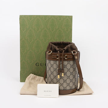 GUCCI Horsbit 1955 GG Canvas Kleine Bucket Bag Braun 159885511 [P]