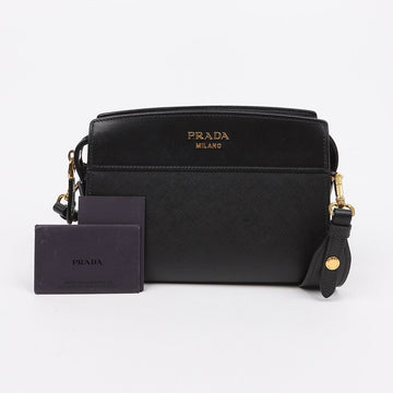 Prada Saffiano City Esplanade Shoulder Bag Black with Gold Hardware 159885922 [P]