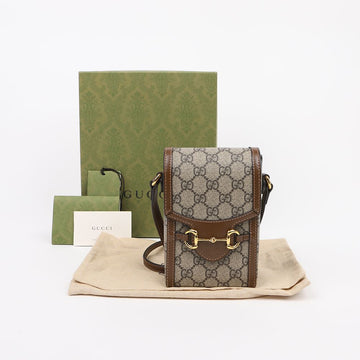 Gucci Horsebit 1955 GG Mini Canvas Crossbody Bag Brown 159887553 [P]