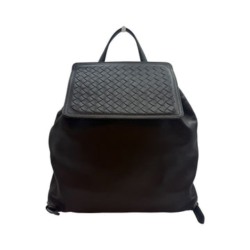 Bottega Veneta Lambskin Flap Intrecciato Drawstring Backpack Black 160108811 [P]