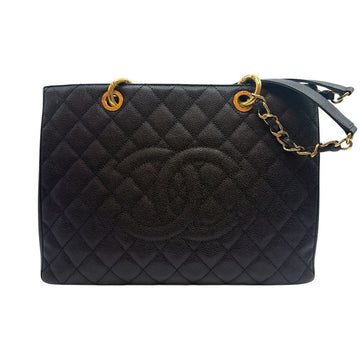 CHANEL Caviar Grand Shopping Schultertasche schwarz mit goldener Hardware 160109373 [P]