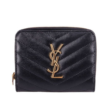 SAINT LAURENT ジッパーコンパクト財布 668288 BOW01 1000 160110783 [P]