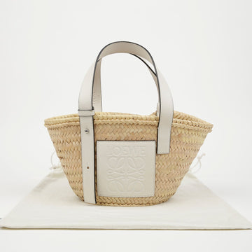 LOEWE Palm Leaf Basket Small Leather White Tote Bag 159761107 [P]