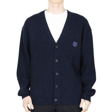 Maison Kitsune Men's Bold Foxhead Patch Comfort Cardigan (Navy) NM00501KT1093 P476 126931882 [P]