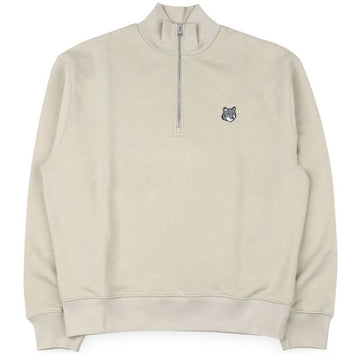 Maison Kitsune Men's Gray Fox Head Patch Half-Zip Sweatshirt PM00305KM0341 0450 156794725 [P]