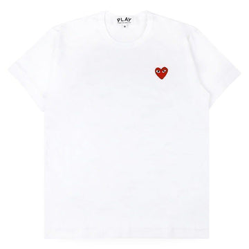 Comme Des Garcons Men's Red Heart Logo Patch T-Shirt (White) AX-T108-051 156794644 [P]