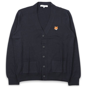 MAISON KITSUNE Herren Fox Head Merino Regular Cardigan (Marineblau) PM00501KT1181 0413 151097393 [P]