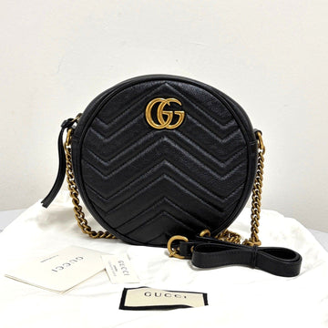 Gucci Matelassé Tambourine Chain Crossbody Bag Black 550154 160155175 [P]