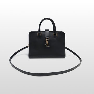 Saint Laurent Monogram Cabas Calfskin Gold Small Tote Shoulder Bag Black 472469 160155262 [P]