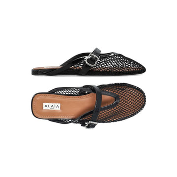 Alaia 26FW Fishnet Flat Mule Black AA3A1035A028 999 160157801 [P]