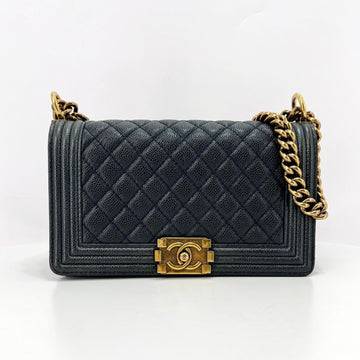 CHANEL Boy Caviar Chain Shoulder Bag Medium 160157858 [P]