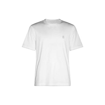 Brunello Cucinelli Layered Crew Neck T-Shirt with Logo Embroidery White 160157860 [P]