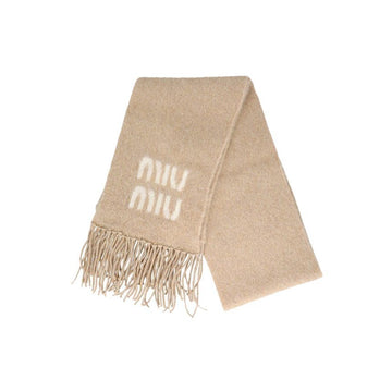 Miu Miu Logo Print Mohair Scarf Beige 160157877 [P]