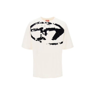 DIESEL Velours-Logo-T-Shirt in Weiß-Schwarz 160158618 [P]