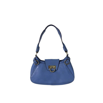 Salvatore Ferragamo Ferragamo Gancini Panasha Leather Hobo Shoulder Bag Blue Gold 21 4861 160158634 [P]