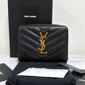 SAINT LAURENT Monogram Kompakte Reißverschluss 3-Fach Geldbörse Schwarz (403723) 160159563 [P]