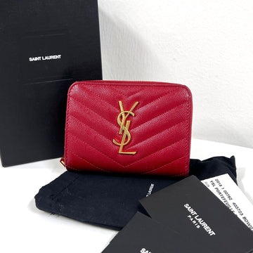 SAINT LAURENT モノグラムコンパクトジッパー3段財布レッド (403723) 160159536 [P]