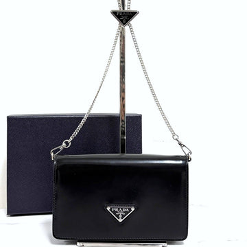 Prada Brushed Chain Crossbody Bag Black (1BD307) 160159737 [P]