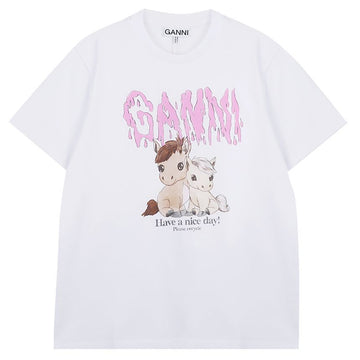 Ganni Logo Print T-Shirt A1050048-151 156973096 [P]