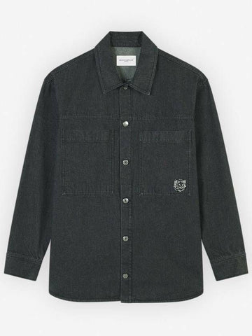 MAISON KITSUNE パッチ ブラック WASHING デニム ワークウェア オーバーシャツ 133042953 [P]