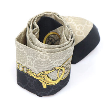 Gucci Silk GG Chain Horsebit Print Twill Ribbon Scarf 774819 160161486 [P]