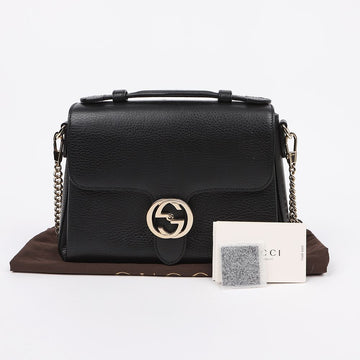 Gucci Interlocking Leather Top Handle Chain Shoulder Bag Black 159885752 [P]