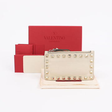 VALENTINO Leder Rockstud Reißverschluss Kartenetui Ivory 159886799 [P]