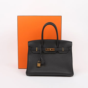Hermes Birkin 30 Togo Leather Tote Bag Black Gold Hardware 160079769 [P]