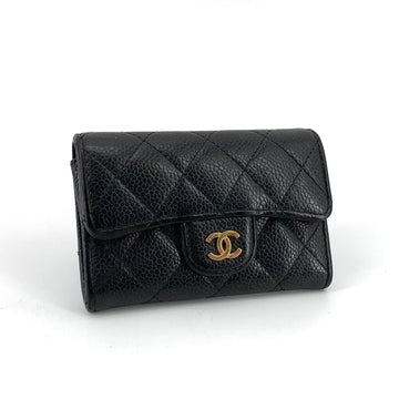 CHANEL Classic Caviar Gold-Plated Flap Card Wallet 160171512 [P]