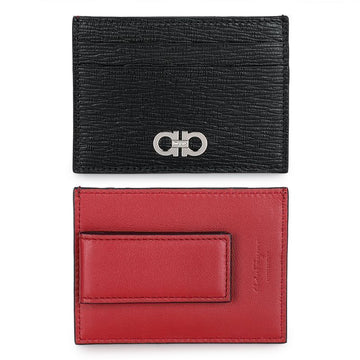 Salvatore Ferragamo Ferragamo Gancini Two-Tone Card Holder (Black/Red) 66A387 704957 006 54764007 [P]
