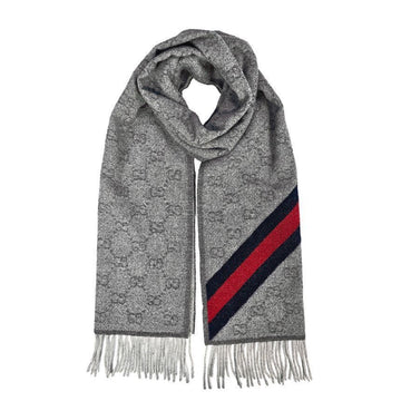 GUCCI Wollschal 570603 3G200 1768 Weblogo Grau 149747658 [P]