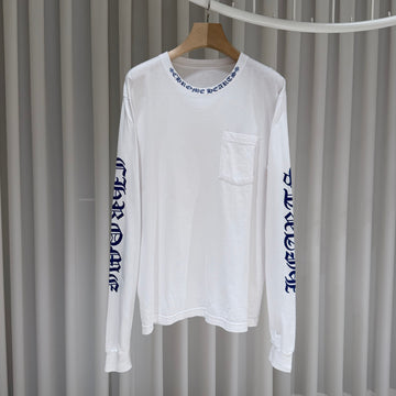 CHROME HEARTS Langarmshirt mit Logo in Weiß und Blau, Größe L 160205027 [P]