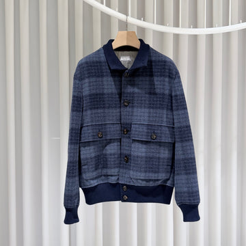 Brunello Cucinelli Wool Check Bomber Jacket 160205503 [P]