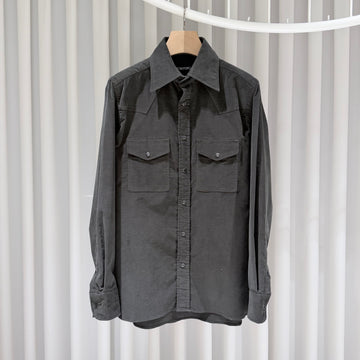 Tom Ford Cotton Collar Pocket Shirt Charcoal Gray 42 160205668 [P]