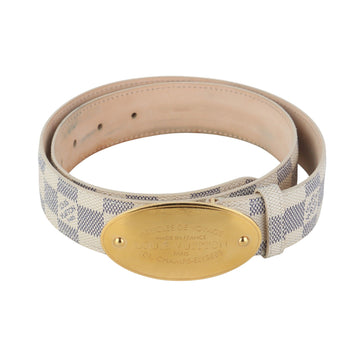 LOUIS VUITTON Runder Gürtel in Damier Azur mit goldener Schnalle 80 37726K-3 160205865 [P]