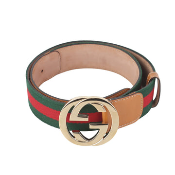 Gucci Interlocking GG Gold Buckle Three-Line Belt 80 37726K-7 160206059 [P]