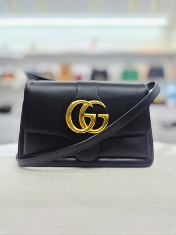 GUCCI GGマーモント スモール ブラック レザー ショルダー クロスバッグ 550129 160206315 [P]