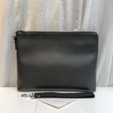 Gucci Grained Leather Strap Black Clutch 387075 160215347 [P]