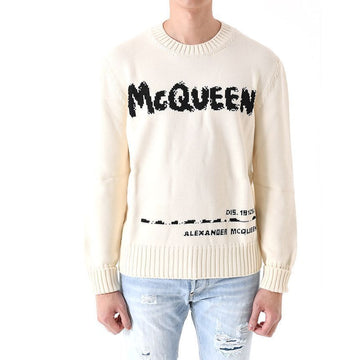 Alexander McQueen Logo Graffiti Sweat Knit Ivory 626454 Q1WZL 9227 147197052 [P]