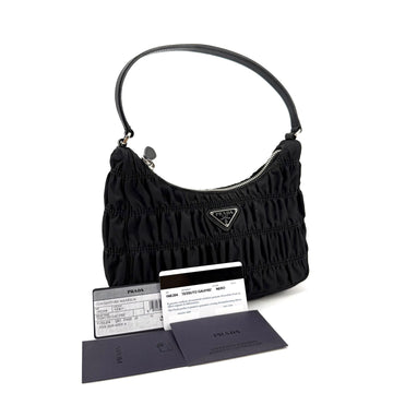 PRADA Nylon Gaufre Silber Hobo Tasche Schultertasche 1NE204 160219091 [P]