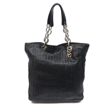 DIOR Schwarze Lammleder gewobene große Shopper Tote Bag 160219104 [P]