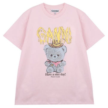 Ganni Pink Teddy Bear Print T-Shirt 152598924 [P]