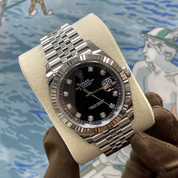 Rolex Datejust 41mm Diamond 10p Black Dial 126334 160219937 [P]