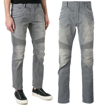 BALMAIN Dünne, gepolsterte Bikerhose (Grau) 9551 T012 172 160220070 [P]