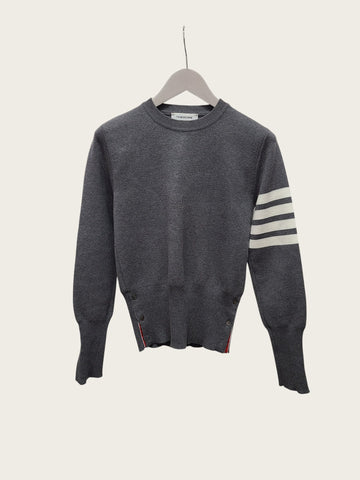 Thom Browne Dark Gray Diagonal Band Milano Stitch Round Knit 160220720 [P]